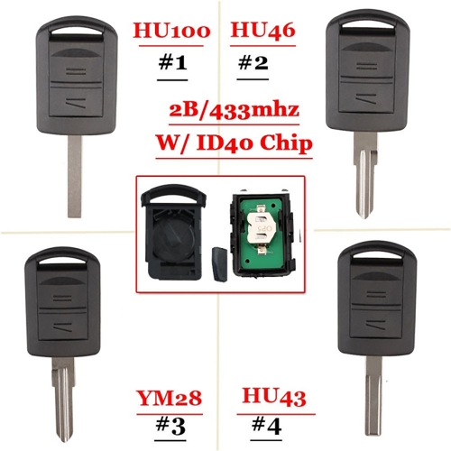 2 Button Remote Control 433Mhz With Blade For Opel Corsa C Combo B Meriva A