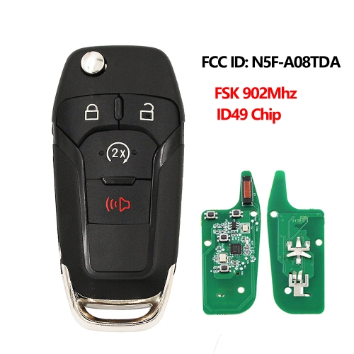 902Mhz ID49 Flip Remote Control Car Key For Ford F-150 F-250 350 450 550 Ranger Mondeo Galaxy 4BTN Key Fob