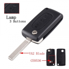 3BTN Flip Key Shell For Citroen And Peugeot VA2 Blade(0536/Light BTN)