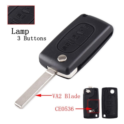 3BTN Flip Key Shell For Citroen And Peugeot VA2 Blade(0536/Light BTN)