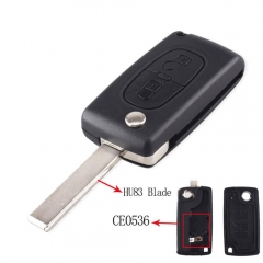 2BTN Flip Key Shell For Citroen And Peugeot HU83 Blade(0536)