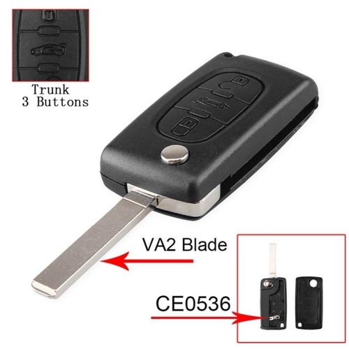 3BTN Flip Key Shell For Citroen And Peugeot VA2 Blade(0536/TRUCK  BTN)
