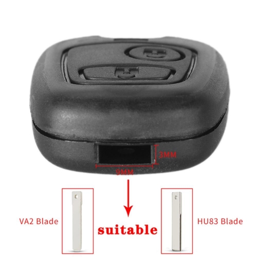 2BTN Remote Key Shell NO BLADE For Citroen Peugeot