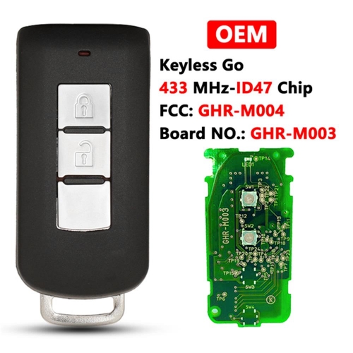 2 Button Original Smart Remote Car Key for Mitsubishi Montero L200 Pajero Outlander GHR-M004 GHR-M003 ID47 Chip 433Mhz