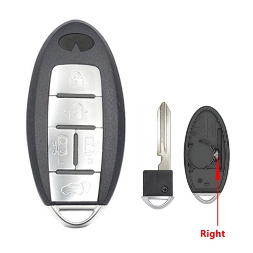 5 Buttons Keyless Entry Car Key Blank Fob Key Case Remote Key Shell Cover For INFINITI G35 G37 With Uncut Blade   button #3