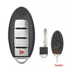 3+1 Buttons Keyless Entry Car Key Blank Fob Key Case Remote Key Shell Cover For INFINITI G35 G37 With Uncut Blade   button #2