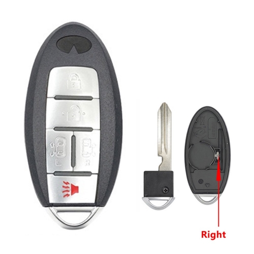 4+1 Buttons Keyless Entry Car Key Blank Fob Key Case Remote Key Shell Cover For INFINITI G35 G37 With Uncut Blade   button #3