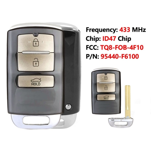 Smart Prox Remote Auto Schlüssel Mit 3 Tasten 433,92 MHz ID47 Chip für Kia Cadenza 2016 2017 2018 fob P/N: 95440-F6100