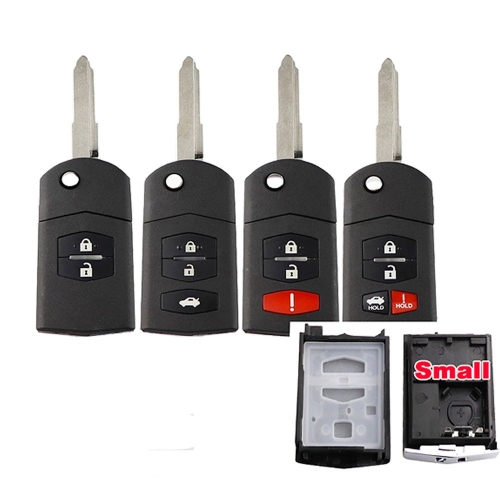 2/3/4 Buttons Remote Key Case Fob Shell Flip Folding For Mazda 2 3 5 6 M6 MX5 CX5 CX7 CX9 RX8 With Uncut Blade Key Head SMALL CASE