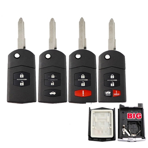 2/3/4 Buttons Remote Key Case Fob Shell Flip Folding For Mazda 2 3 5 6 M6 MX5 CX5 CX7 CX9 RX8 With Uncut Blade Key Head Big CASE