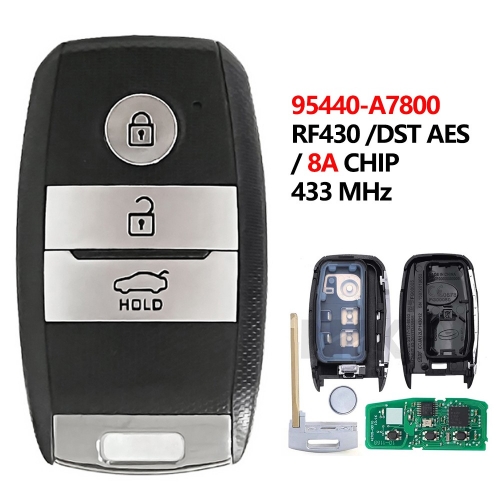 For KIA K3 2017 2018 2019 Passive Proximity Keyless Entry Go Smart Car 433MHz RF430 8A CHIP Remote Key Fob 95440-A7800
