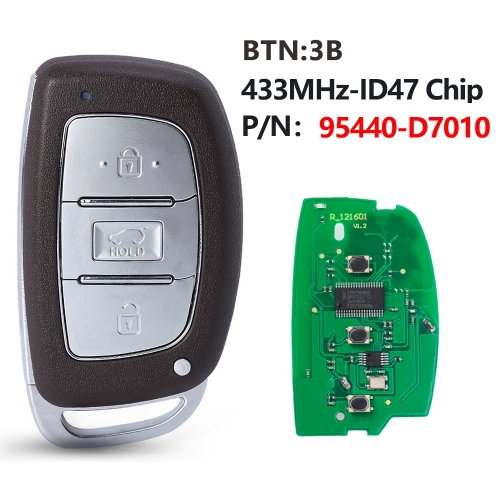 Smart Remote 2019-2020  3 Buttons 433 MHz With ID47 For Hyundai Tucson 95440-D7010