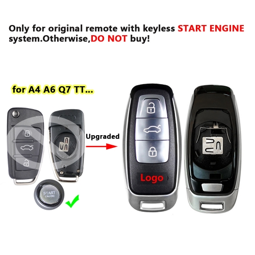 For Audi A6 C8 A7 A8 Q8 2017 2018 2019 2020 Fob Case Replacement 3 Buttons Remote Car Key Case Car Accessory