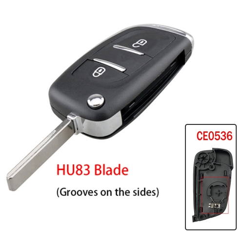 Remodeling  DS Style 2BTN Key Shell For Peugeot Citron （0536+HU83)
