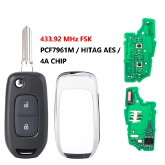 #B 2 Buttons Flip Remote Key For Renault With PCF7961M/4A Chip HU136 Blade