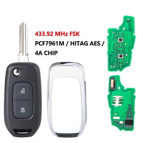 #B 2 Buttons Flip Remote Key For Renault With PCF7961M/4A Chip HU136 Blade