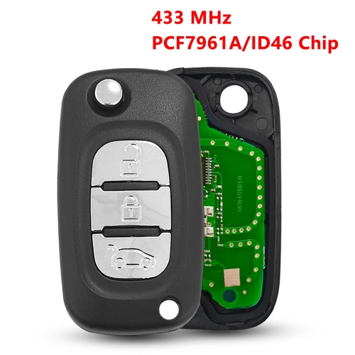 3 Buttons PCF7961A/ID46 Chip Flip Key For Renault Key 433MHZ VA2 Blade