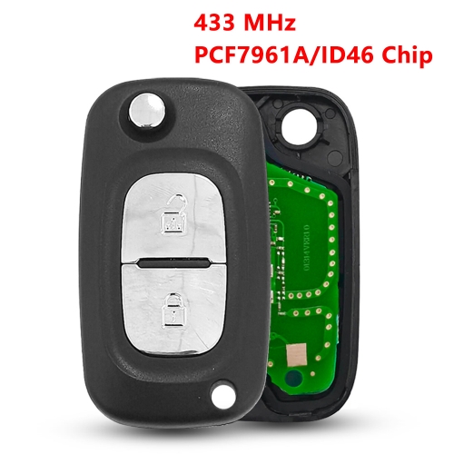 2 Buttons PCF7961A/ID46 Chip Flip Key For Renault Key 433MHZ VA2 Blade