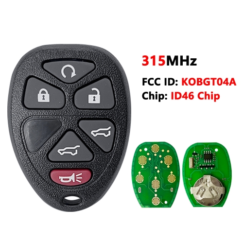KOBGT04A  5+1Buttons Remote Car key For KOBGT04A  315Mhz For Chevrolet HHR Uplander Buick Terraza Car keys