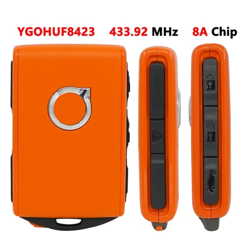 Original Smart Remote Key Car Keyless 433Mhz with 8A Chip for VOLVO Yellow Case Black Button