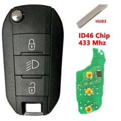 3B(Lamp)/ID46 Flip Key For Peugeot Citroen  Blade HU83 433mhz