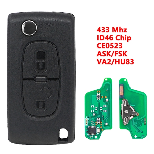 2B Flip Key For Peugeot Citroen Blade HU83/VA2 0523 ASK/FSK