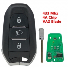 (433Mhz)3B(Lamp)/ 4A Chip  Smart Card Car Key  For Peugeot Citroen VA2 Blade