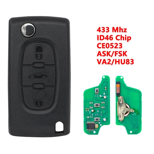 3B Flip Key For Peugeot Citroen Blade HU83/VA2 0523 ASK/FSK