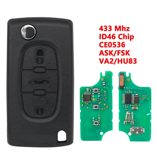 3B Flip Key For Peugeot Citroen Blade HU83/VA2 0536 ASK/FSK