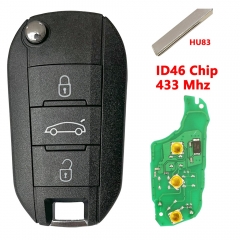 3B(Truck)/ID46 Flip Key For Peugeot Citroen  Blade HU83 433mhz