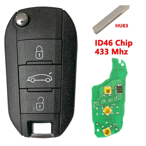 3B(Truck)/ID46 Flip Key For Peugeot Citroen  Blade HU83 433mhz