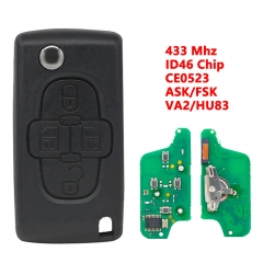 4B Flip Key For Peugeot Citroen Blade HU83/VA2 0523 ASK/FSK