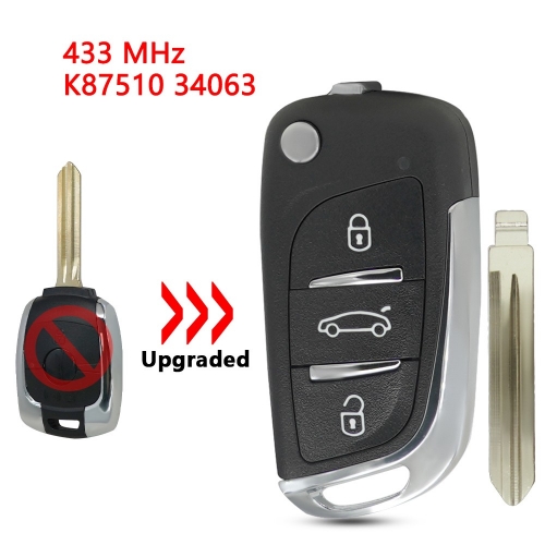 (433Mhz)K87510 34063 3 Buttons Remote Key for SsangYong