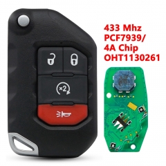 (433Mhz)OHT1130261 3+1 Buttons 4A/PCF7939M Chip Flip Remote Key for Jeep