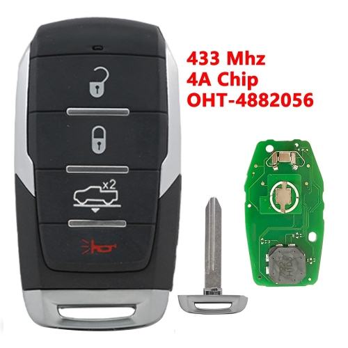(433Mhz)OHT-4882056 4 Buttons 4A Chip Remote Key for Dodge#2