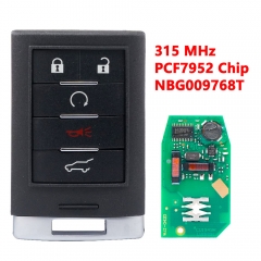(315Mhz )NBG009768T 5 Buttons PCF7952 Chip Smart Car Remote  Key for Cadillac