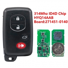 (314Mhz)HYQ14AAB 271451-0140 3+1 Buttons ID4D Chip Remote Key for Toyota