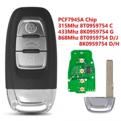 (315/433/868Mhz)3 Buttons PCF7945A/ID46 Chip NO Smart Remote Key for Audi