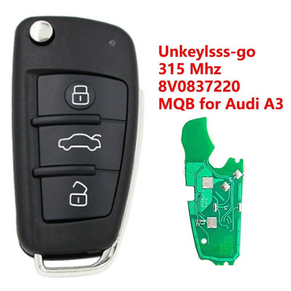 For Audi A3 MQB 3 Button Key Semi-Smart Key 315MHZ/433MHZ Half Smart ...