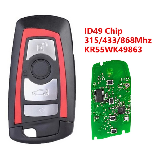 (315/433/868Mhz)KR55WK49863 4 Buttons ID49 Chip Remote Key for BMW F Chassis FEM / BDC CAS4 CAS4+
