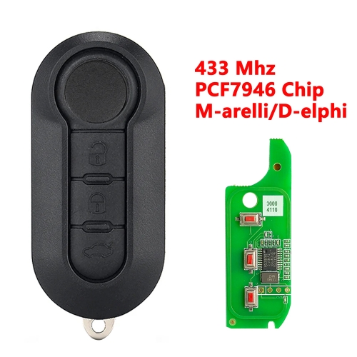 (433Mhz)3 Buttons PCF7946 Chip Remote Flip Car Key for Fiat 500 D-elphi BSI / M-arelli
