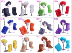 FS08 Snow boots soft sole faux fur boots + fur purse + headband set three piece set