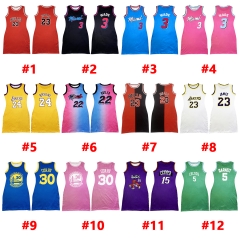 D9354 Sexy casual double-sided pattern printing sleeveless jumpsuit short skirt basketball skirt