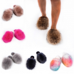 New Faux Fox Fur Slippers Winter Cotton Slippers Fashion Plush Slippers Home Slippers