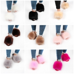Autumn and winter imitation fox plush slippers winter home warm wool slippers indoor wool cotton slippers