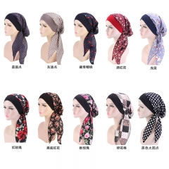 TJM-329 Ladies elastic hair band turban hat pastoral style cotton chemotherapy hat pirate hat