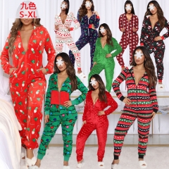 Christmas pajamas 2021 Christmas plaid home wear hooded casual home wear autumn and winter new style SU1900
