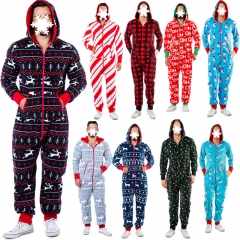 Christmas home service hot style Fawn snowman stripe printing multicolor large size men's jumpsuit pajamas SU2195
