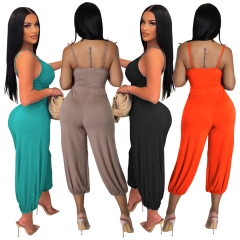 YSM937 new elastic sling smocked chest sexy two-piece trousers