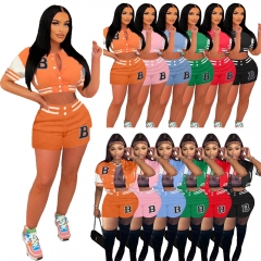 MN8508 jacket baseball uniform letter printing casual two-piece stitching sports suit